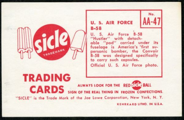 F223-1 1959 Sicle Trading Cards Air Force Airplanes